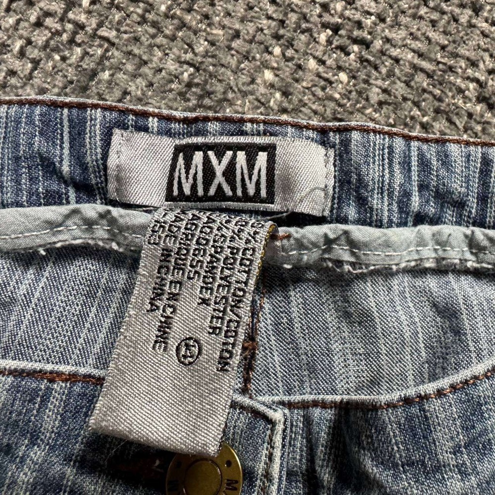 MXM Women's Striped Light Blue Straight Leg Jeans - Picture 5 of 14
